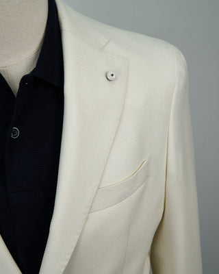 L.B.M. 1911 Wool  Cotton Textured White Soft Blazer White 1330
