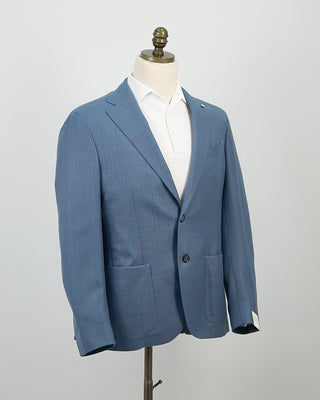 L.B.M. 1911 Wool  Cotton Textured Light Blue Soft Blazer Light Blue 1348