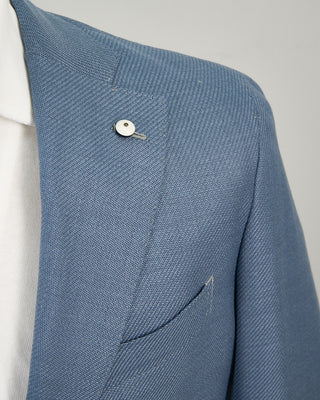 L.B.M. 1911 Wool  Cotton Textured Light Blue Soft Blazer Light Blue 1350