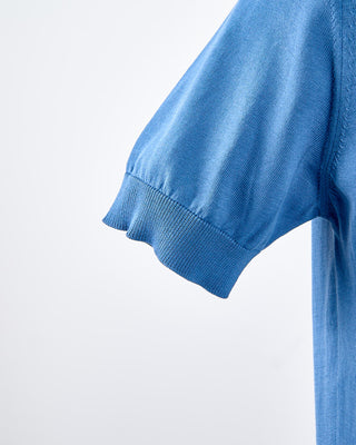 Filippo De Laurentiis Standup Collar Crêpe Cotton Polo Shirt Steel Blue 1706