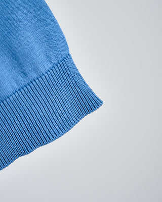 Filippo De Laurentiis Standup Collar Crêpe Cotton Polo Shirt Steel Blue 1708