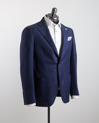 Luigi Bianchi Mantova Summertime Hopsack Solid Navy Blazer Navy 166