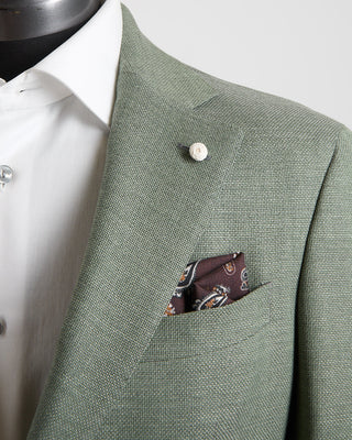 Luigi Bianchi Mantova Essential Hopsack Sage Green Wool Blazer Sage 188