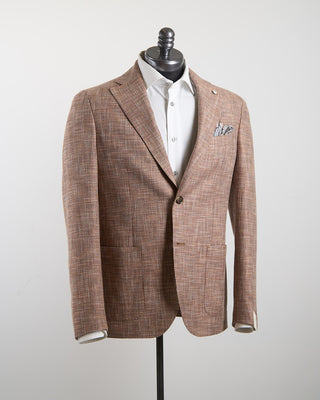 L.B.M. 1911 Cotton Linen  Wool Summer Textured Soft Jacket Brick 1261