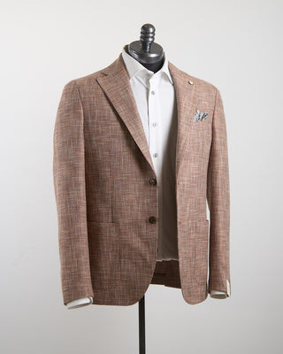 L.B.M. 1911 Cotton Linen  Wool Summer Textured Soft Jacket Brick 1262