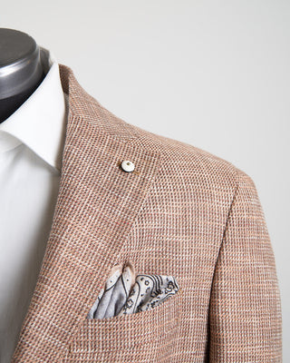 L.B.M. 1911 Cotton Linen  Wool Summer Textured Soft Jacket Brick 1265