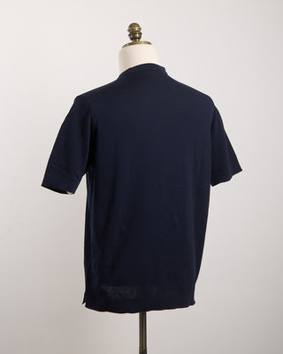 Filippo De Laurentiis Navy Straight Bottom Fine Knit Crewneck T Shirt Navy 1779