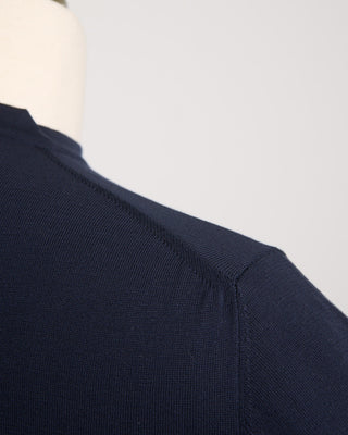 Filippo De Laurentiis Navy Straight Bottom Fine Knit Crewneck T Shirt Navy 1780