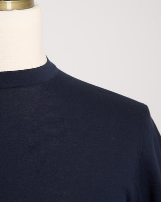 Filippo De Laurentiis Navy Straight Bottom Fine Knit Crewneck T Shirt Navy 1781