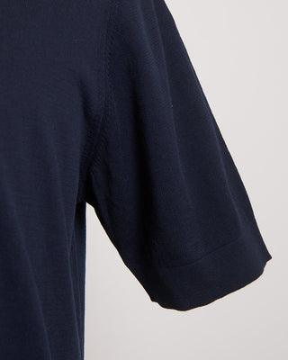 Filippo De Laurentiis Navy Straight Bottom Fine Knit Crewneck T Shirt Navy 1782