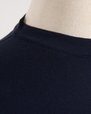 Filippo De Laurentiis Navy Straight Bottom Fine Knit Crewneck T Shirt Navy 1783