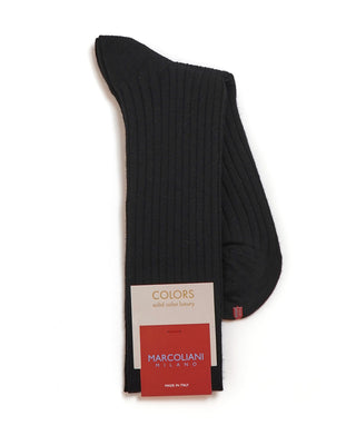 Marcoliani Extrafine Merino Wool Black Ribbed Socks Black  1