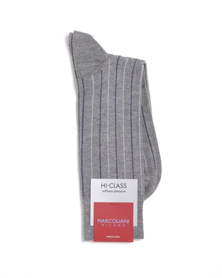 Marcoliani Soft Modal Grey Striped Socks Silver  1