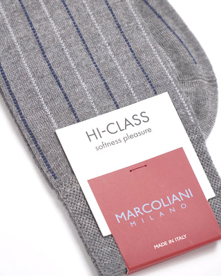 Marcoliani Soft Modal Grey Striped Socks Silver  2