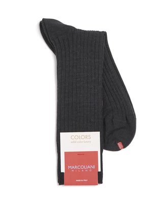 Marcoliani Extrafine Merino Wool Charcoal Ribbed Socks Charcoal  1