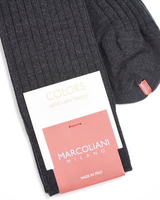Marcoliani Extrafine Merino Wool Charcoal Ribbed Socks Charcoal  2