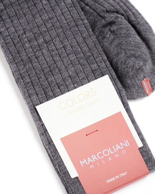 Marcoliani Extrafine Merino Wool Grey Ribbed Socks Grey  2