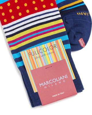 Marcoliani Stripes  Polka Dots Sock Navy  2