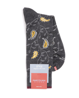 Marcoliani Soft Modal Paisley Design Socks Grey  1