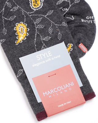 Marcoliani Soft Modal Paisley Design Socks Grey  2