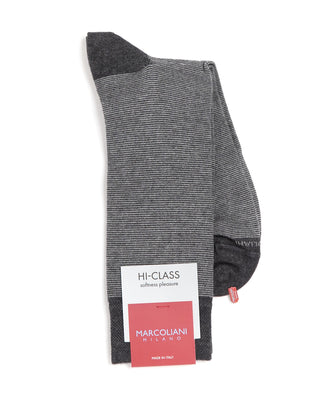 Marcoliani Soft Modal Stripe Grey Socks Grey  1