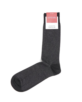Marcoliani Soft Modal Stripe Charcoal Socks Grey  Black 