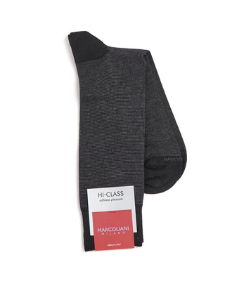 Marcoliani Soft Modal Stripe Charcoal Socks Grey  Black  1
