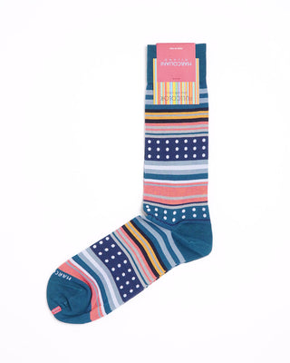 Marcoliani Stripes  Polka Dots Sock Turquoise 