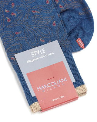 Marcoliani Soft Modal Paisley Print Socks Blue  2