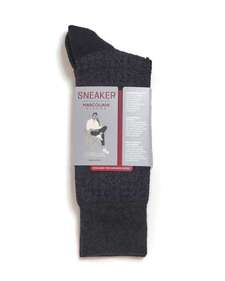 Marcoliani Textured Cotton Sneaker Socks Grey  Black 