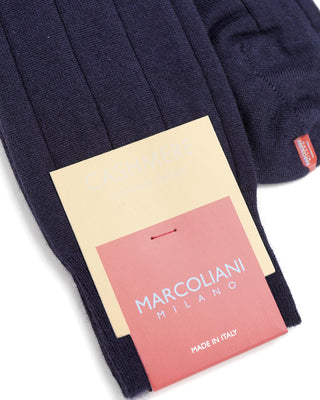 Marcoliani Cashmere Silk Navy Ribbed Socks Navy  2