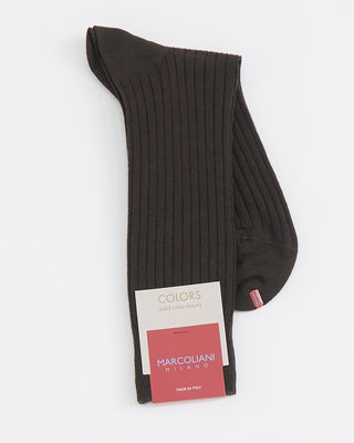 Marcoliani Solid Ribbed Dress Sosks Chocolate 1