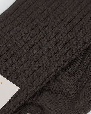 Marcoliani Solid Ribbed Dress Sosks Chocolate 1 2