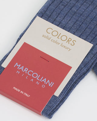 Marcoliani Solid Ribbed Dress Sosks Denim 1 2