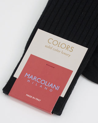 Marcoliani Solid Ribbed Dress Sosks Black 1 2