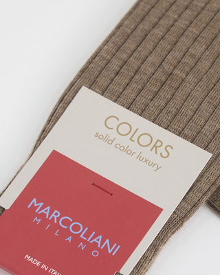 Marcoliani Solid Ribbed Dress Sosks Natural 1 2