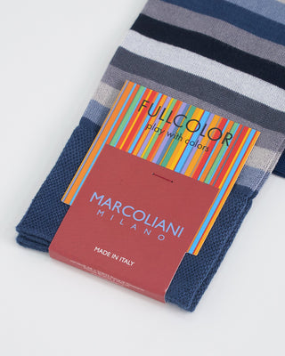 Marcoliani Stripe Socks Denim 1