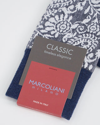 Marcoliani Floral Print Socks Navy  White 1 1