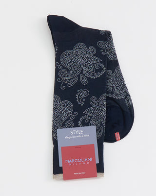 Marcoliani Floral Print Socks Navy 1