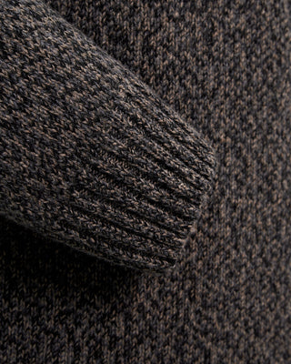 Ferrante Black  Taupe Melange 4 Button Mock Sweater Black  Brown  4