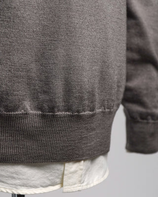Ferrante Taupe 12 Gauge Quarter Zip Frosted Garment Dyed Wool Sweater Taupe  4