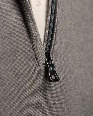 Ferrante Taupe 12 Gauge Quarter Zip Frosted Garment Dyed Wool Sweater Taupe  5