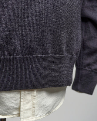 Ferrante Charcoal 12 Gauge Quarter Zip Frosted Garment Dyed Wool Sweater Charcoal  4