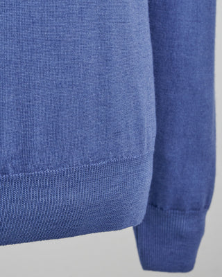 Ferrante Light Blue 12 Gauge Quarter Zip Frosted Garment Dyed Wool Sweater Light Blue  2
