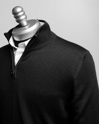 Ferrante Black 12 Gauge Quarter Zip Sweater Black  3