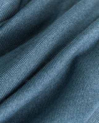 Ferrante Teal 12 Gauge Quarter Zip Frosted Garment Dyed Wool Sweater Teal 16