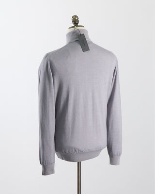 Ferrante Silver 12 Gauge Quarter Zip Frosted Garment Dyed Wool Sweater Silver 88