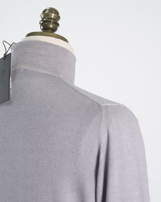 Ferrante Silver 12 Gauge Quarter Zip Frosted Garment Dyed Wool Sweater Silver 89
