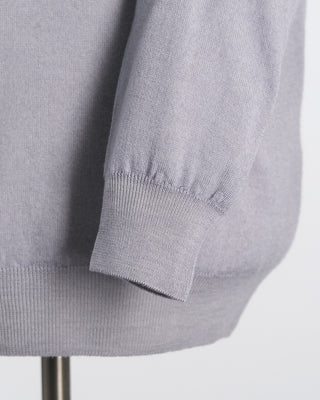 Ferrante Silver 12 Gauge Quarter Zip Frosted Garment Dyed Wool Sweater Silver 92