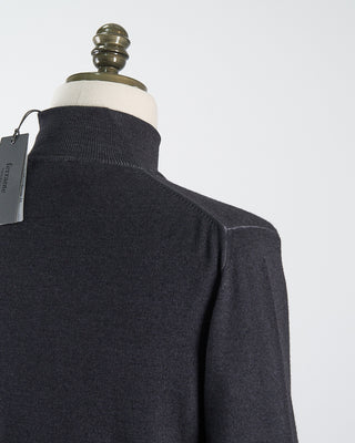 Ferrante Charcoal 12 Gauge Quarter Zip Frosted Garment Dyed Wool Sweater Charcoal 61